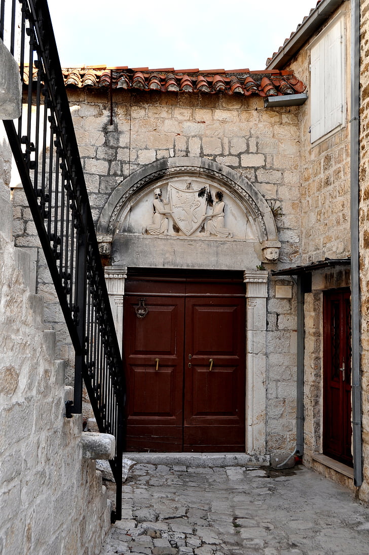 ulice, Trogir, Chorvatsko, Architektura, cestování, staré, budova