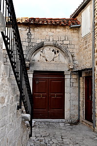 gatorna, Trogir, Kroatien, arkitektur, resor, gamla, byggnad