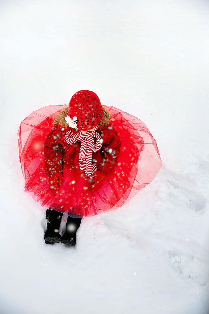 μικρό κορίτσι στο χιόνι, Χειμώνας, χιόνι, Κορίτσι, το παιδί, λίγο, Χριστούγεννα