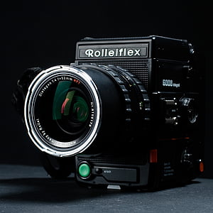 aparat de fotografiat, clasic, lentilă, SLR, tehnologie, zoom, fundal negru