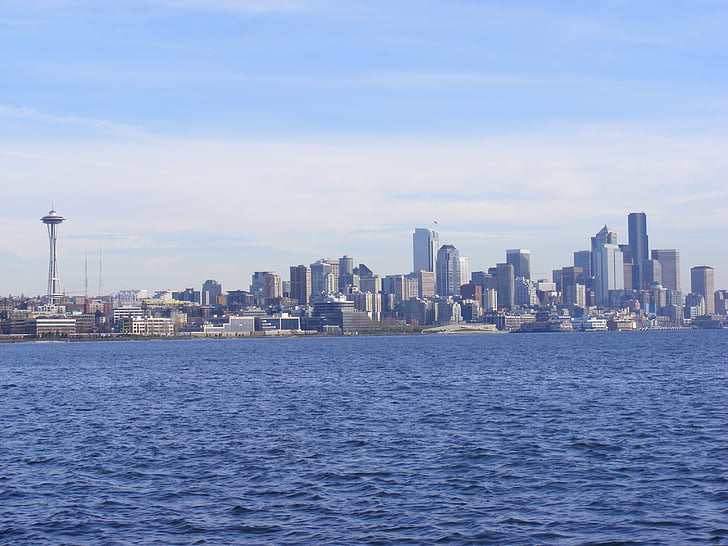 Seattle, water, stad, skyline, stadsgezicht, wolkenkrabber, Landmark