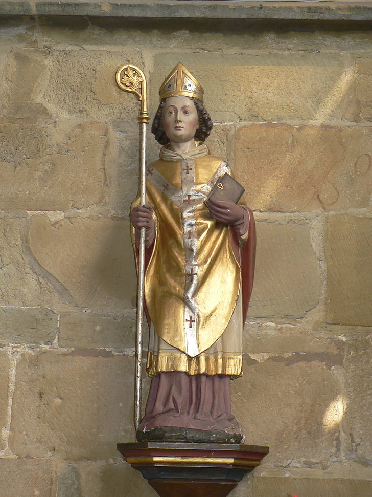 Église St matthäus, Melle, évêque, statue de, Figure, sculpture, religieux