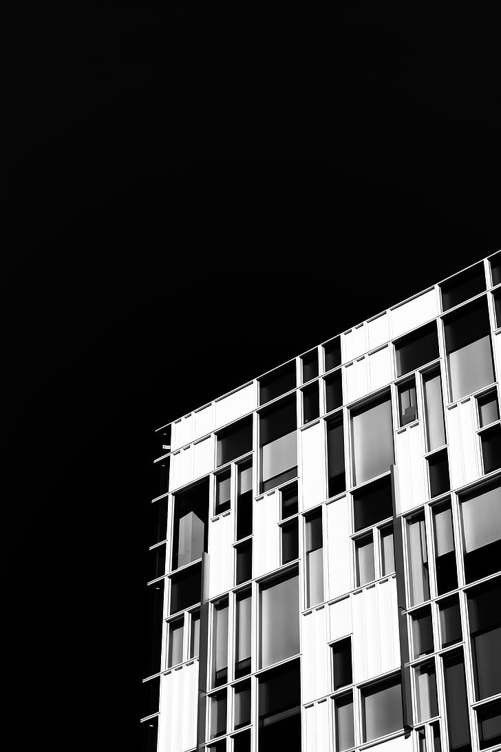 architecture, building, infrastructure, black, white, black and white, skyscraper