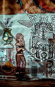 konst, väggen, Graffiti, färger, Street, Urban