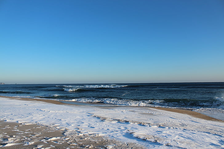 Télen tenger, téli, tenger, Beach, hullámok