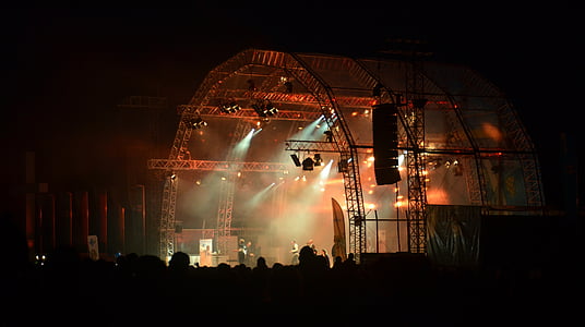 Bühne, Konzert, Festival, unter freiem Himmel, Event, Nacht