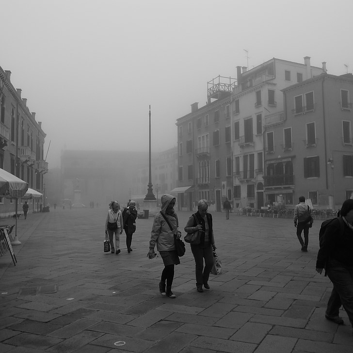 Itálie, Benátky, Benátky ráno, mlha, krajina, ticho, Dawn