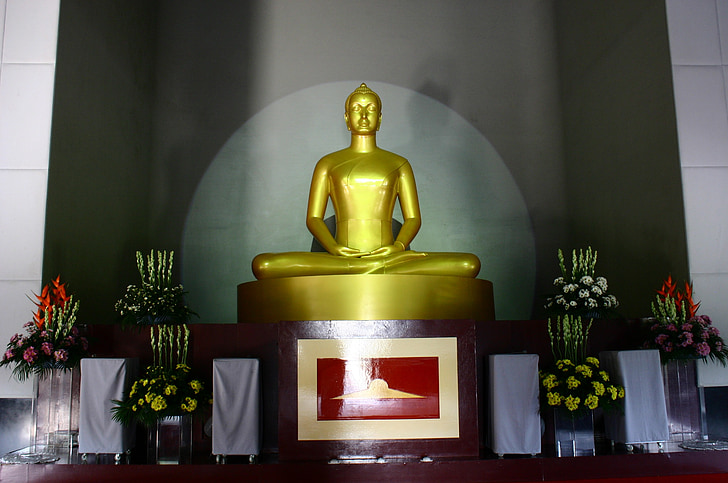 Buddha, mnich, zlato, Buddhismus, meditace, Thajsko, socha