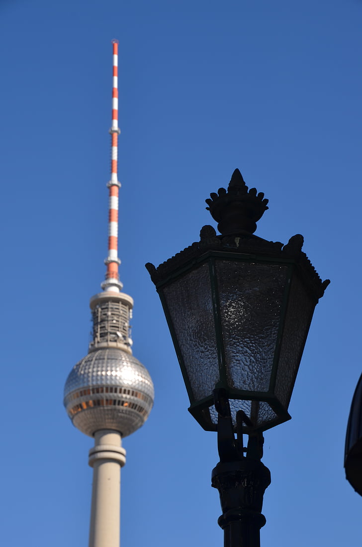 arquitetura, velho e novo, Berlim, Alexanderplatz, lanterna, antiguidade, luz