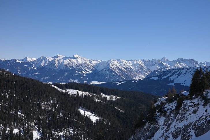 Alpine, Allgäu, Allgäuské Alpy, Sky, hory, Panorama, Príroda