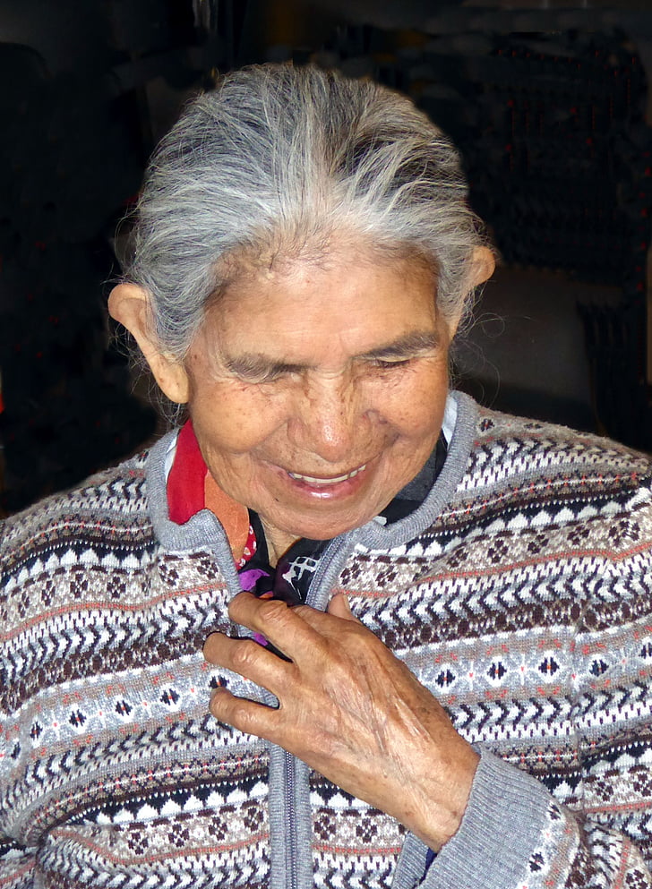 gammel kvinne, menneskelige, ansikt, bestemor, Peru, Lima, sitte