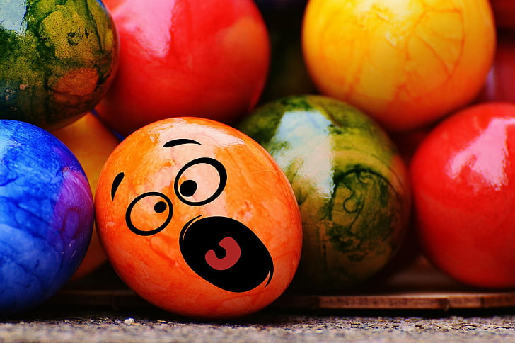 Wielkanoc, pisanki, Smiley, śmieszne, kolorowe, Wesołych Świąt, jajko