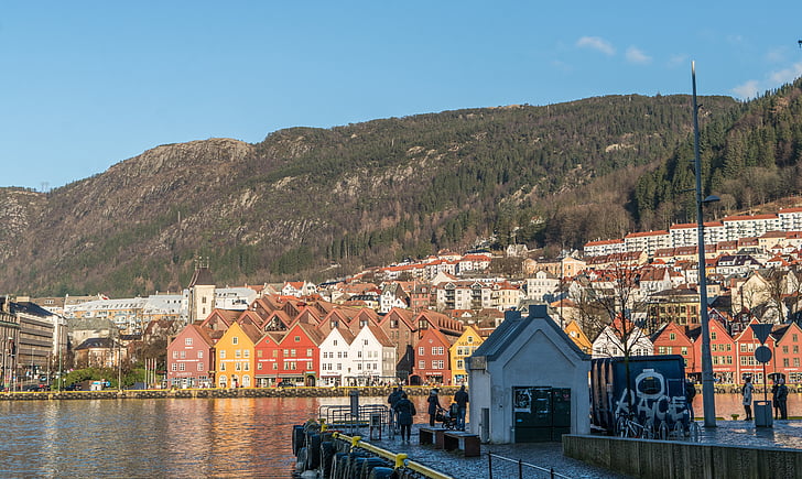 Bergen, Norveška, mesto, vode, Evropi, Skandinaviji, arhitektura