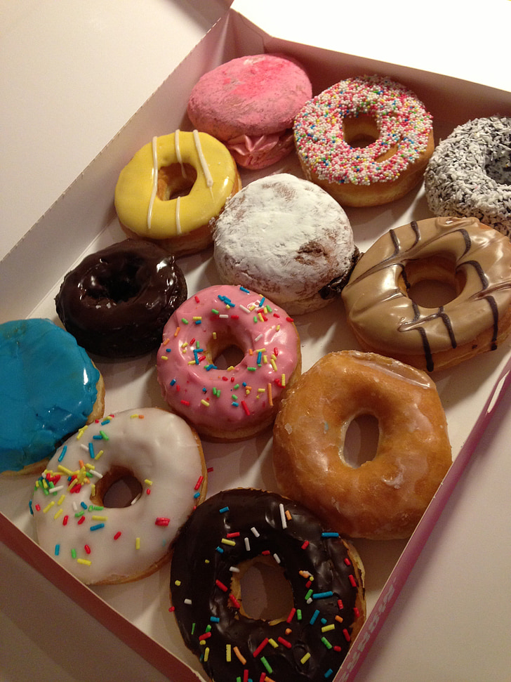 Donuts, kul, socker, mat, ringdiagram, Söt, frukost