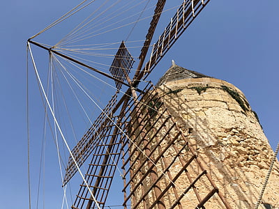 mlin, Mallorca, krilo, vetrnica, Stari mlin, sredozemski, vetrna energija