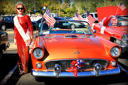 veteranov dan parade, Phoenix, oranžna, klasičen avto, Vintage avto, oldtimer, Cabriolet