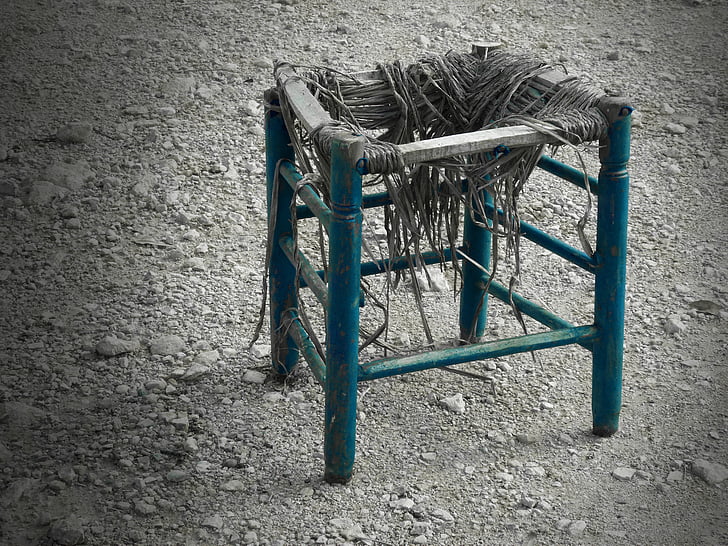 stool, tousled, old, metaphor, peeling paint