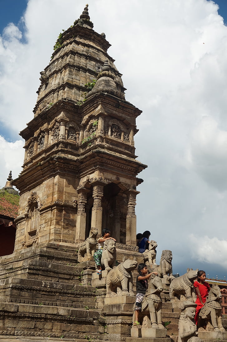 arquitetura antiga, Nepal, Templo de, Anime-poole, Durbar, o hindu, pedra