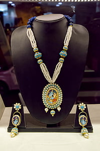 halsband, Örhängen, Krishna, hänge, pärlor, smycken, mode