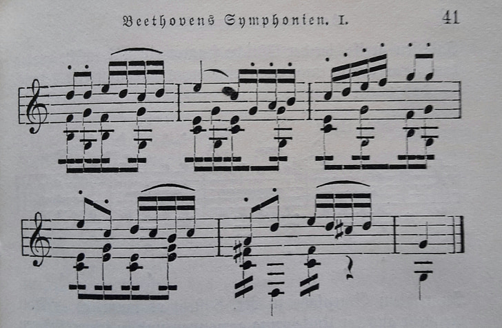 partitures, música, Simfonia, Beethoven, textura, fons, aguts clef