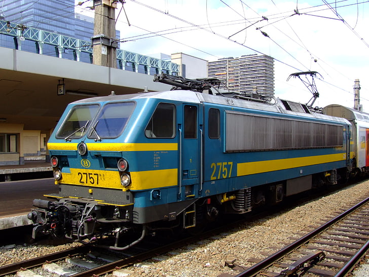 b 2757, Bélgica, Trem, locomotiva, transporte, estrada de ferro, estrada de ferro