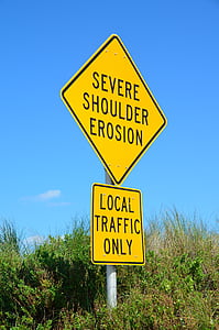 plaży erozji znak, Plaża, na zewnątrz, Natura, znak ostrzegawczy, Florida, Stany Zjednoczone Ameryki