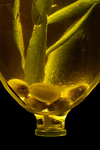 Оливки й маслини, пляшка, Оливкова олія, Олія, здоров'я, здоровий, жовтий