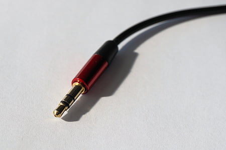 endoll de sota, connector d'auriculars, endoll, cable, or, estèreo, sota