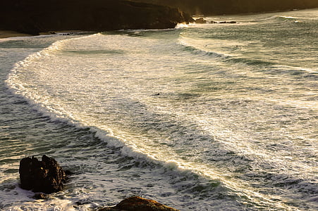 Beach, vesi, Ocean, Atlantic, Galicia, Lanzada, Sea