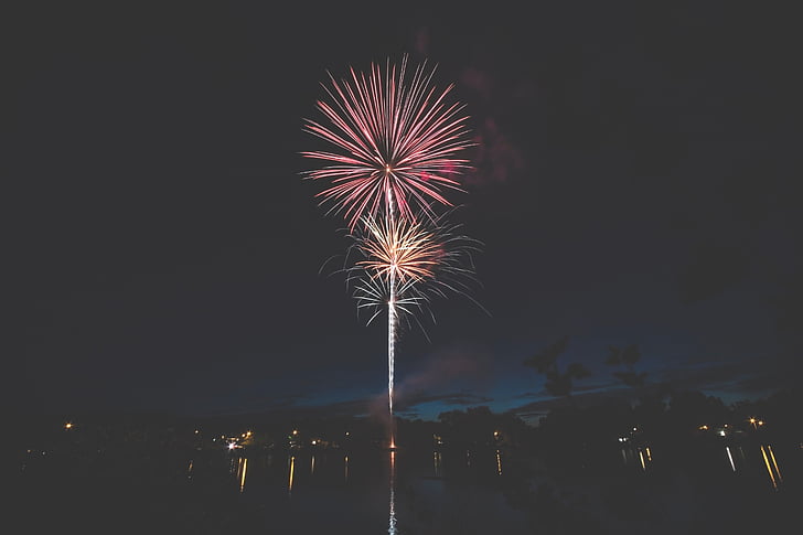 fireworks, city, urban, night, new, year, lights