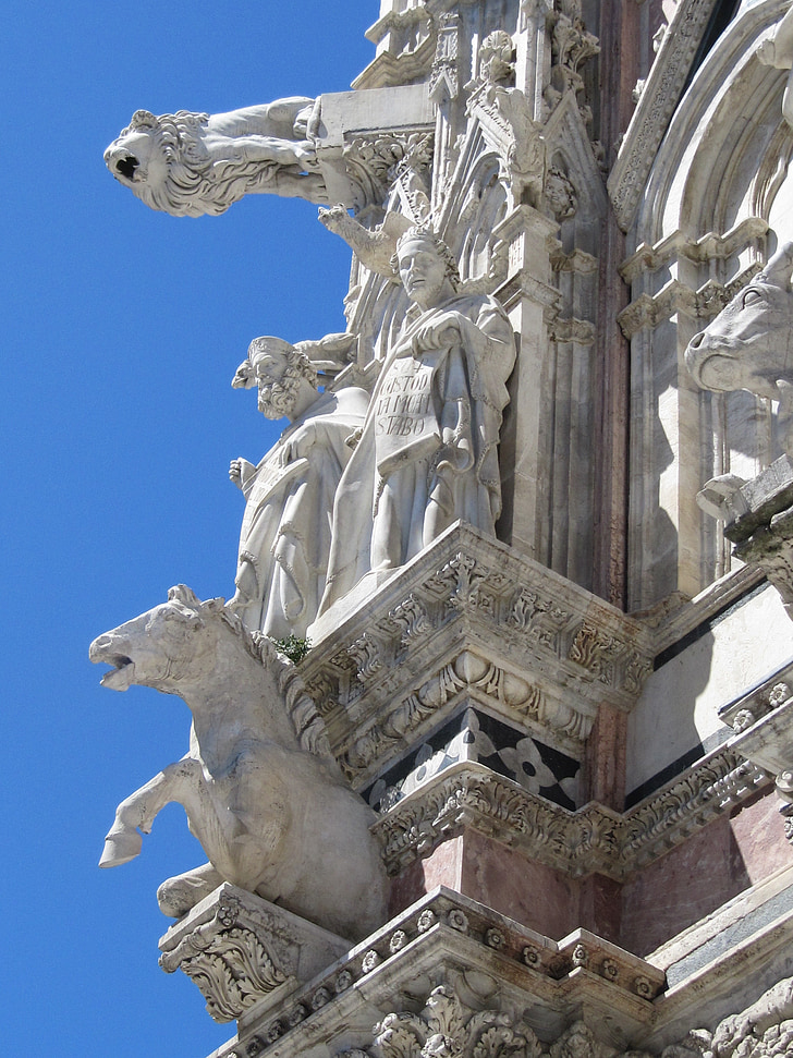 Siena, Dom, fasaden figur, arkitektur, statuen, berømte place, Europa