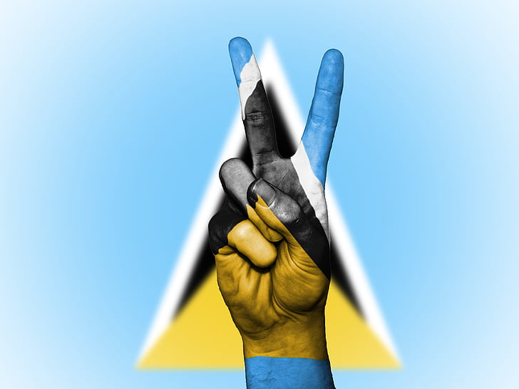 saint lucia, peace, hand, nation, background, banner, colors
