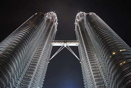 双子塔, 晚上, 旅行, 马来西亚, 马来西亚国家石油公司, 建筑, 亚洲