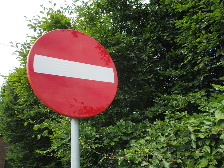 traffic sign, no entry, do not enter, red, sign, forbidden, roadsign