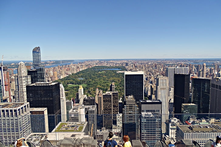 Nowy Jork, budynki, powietrza, niebieski, Park, Ameryka, new york city