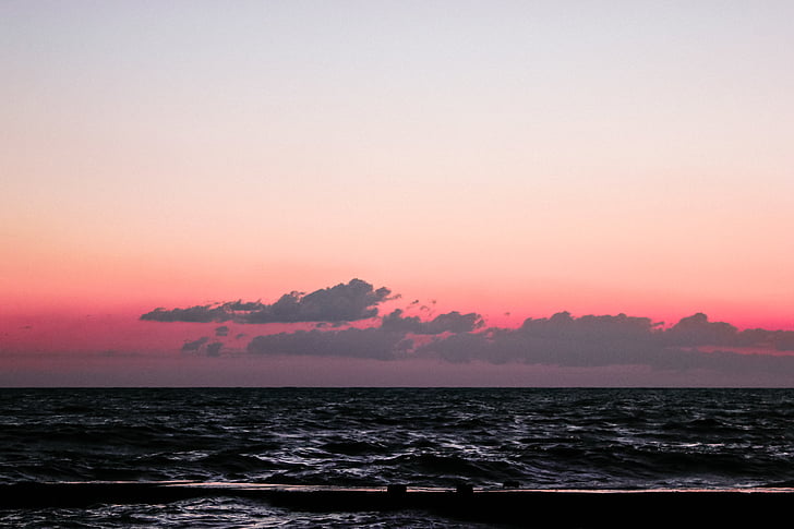 Ocean, lained, Hall, taevas, Sunset, Sea, vee