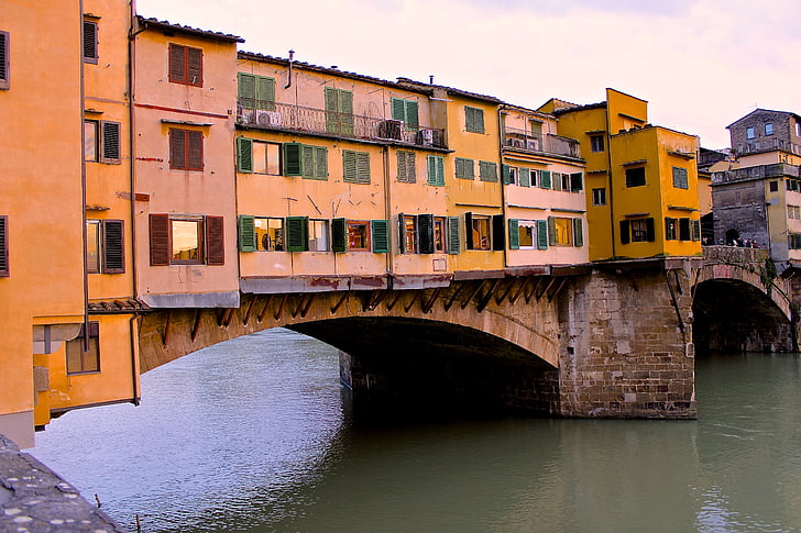 brug, Florence, Italië, rivier