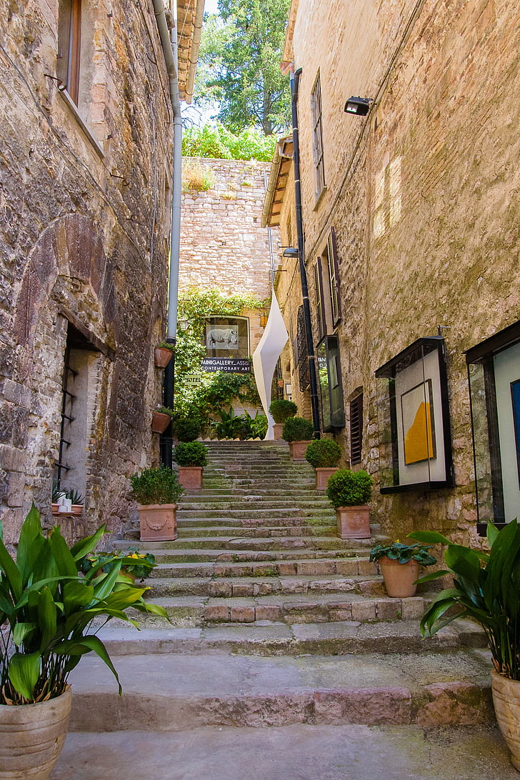 Assisi, asiz, Square, biara, tangga, Street, Eropa