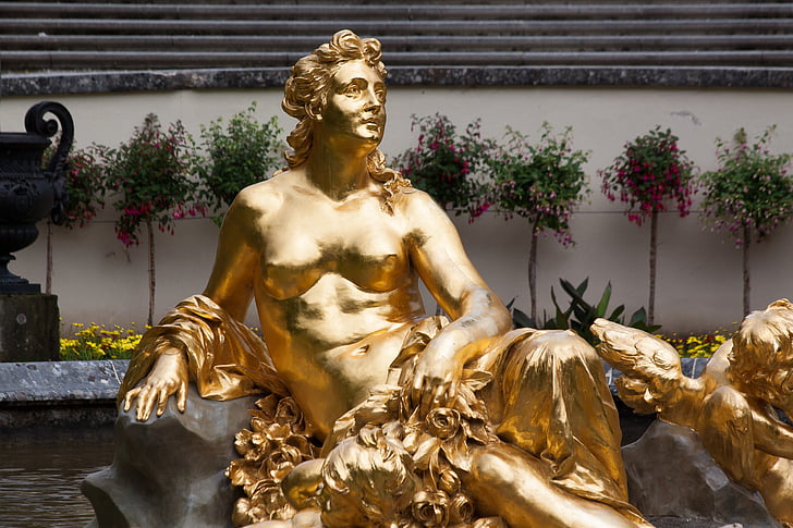 sculpture, gold, gilded, woman, angel, golden, figure