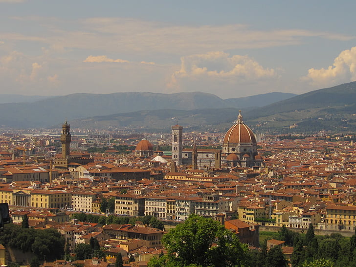 Florencie, Panorama, Toskánsko, Itálie, město, Dom, Florencie - Itálie