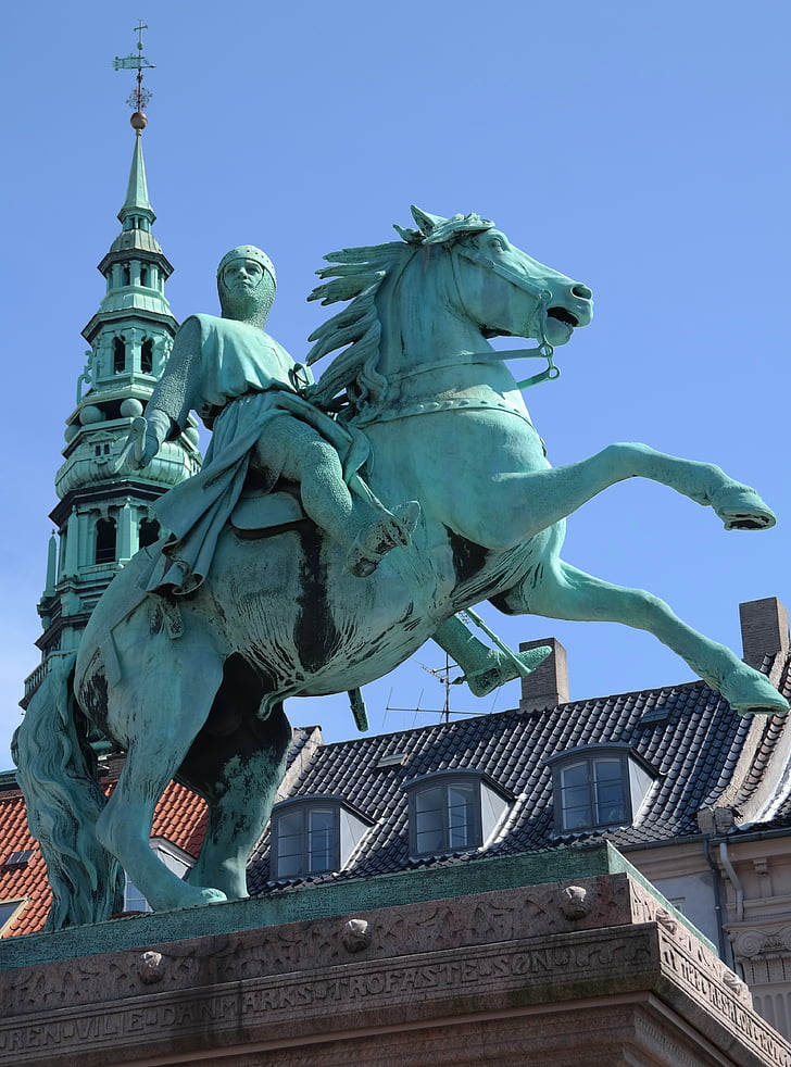 escultura, rei, Copenhaguen, Dinamarca, ciutat