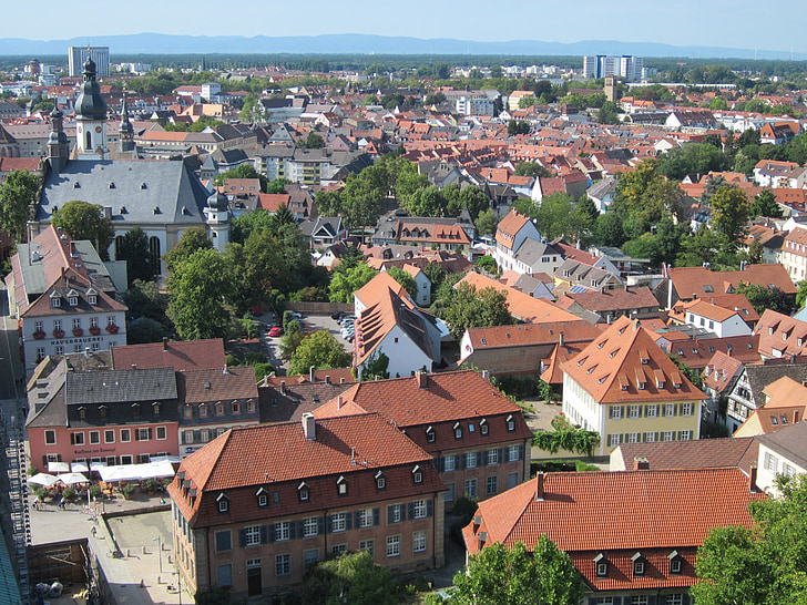speyer, cathedral, view, panorama, roofs, buildings, city