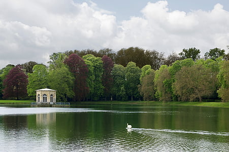 hrad, Fontainebleau, Schlossgarten, rybník, Záhrada, stromy