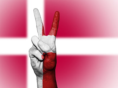 Dinamarca, paz, mão, nação, plano de fundo, Bandeira, cores
