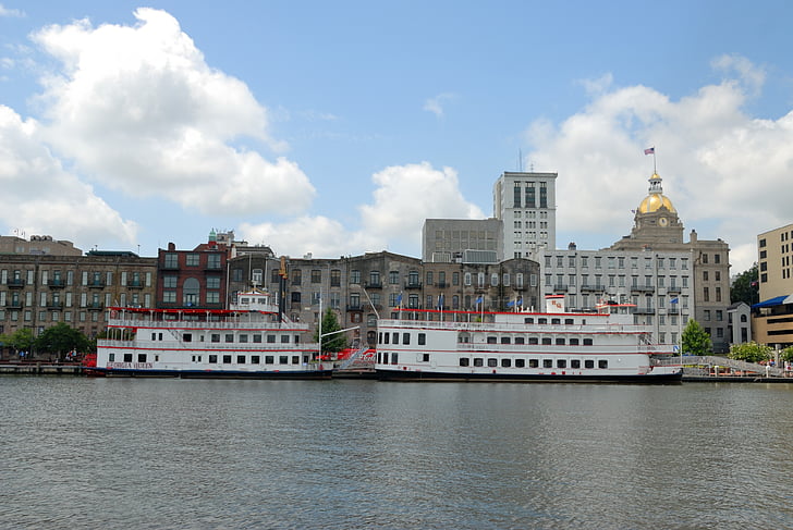 barca di fiume, barca, Savannah, Georgia, fiume, acqua, Viaggi