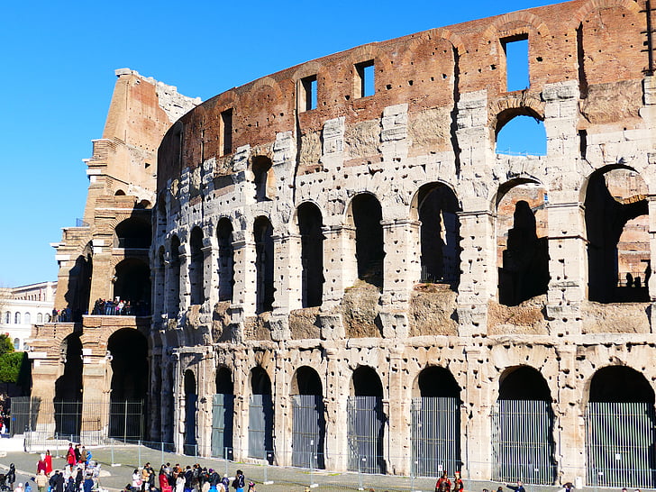 Colisée, Rome, amphithéâtre, point de repère, bâtiment, vieux, antiquité