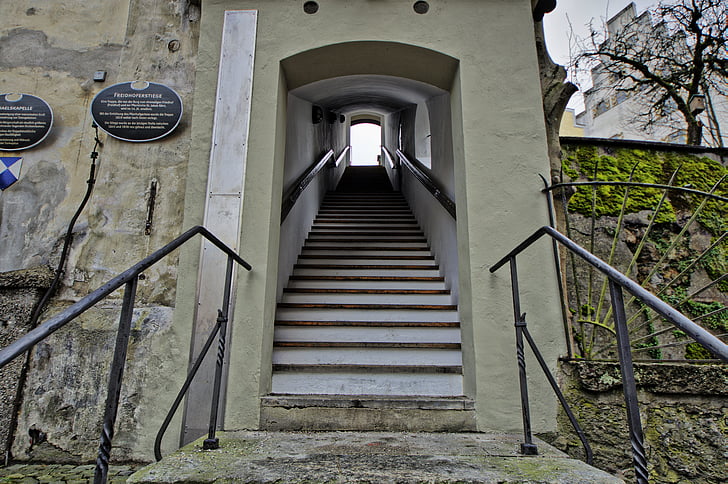 Wasserburg, Inn, oude stad, kerkhof trap