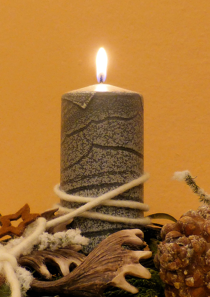 candle, arrangement, advent, christmas, light, flame, burn