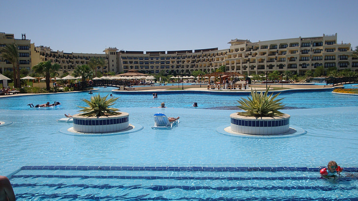pool, hotel, holiday, water, blue, relax