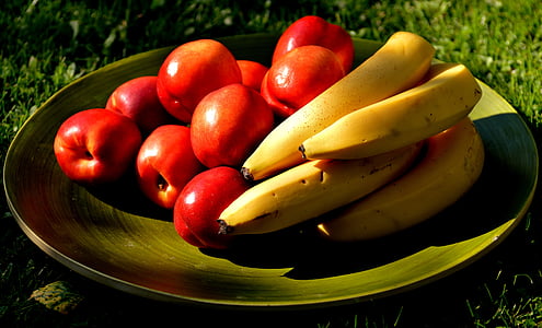 banany, nektarynki, owoce, wegetariańskie, pyszne, zdrowe, owoce